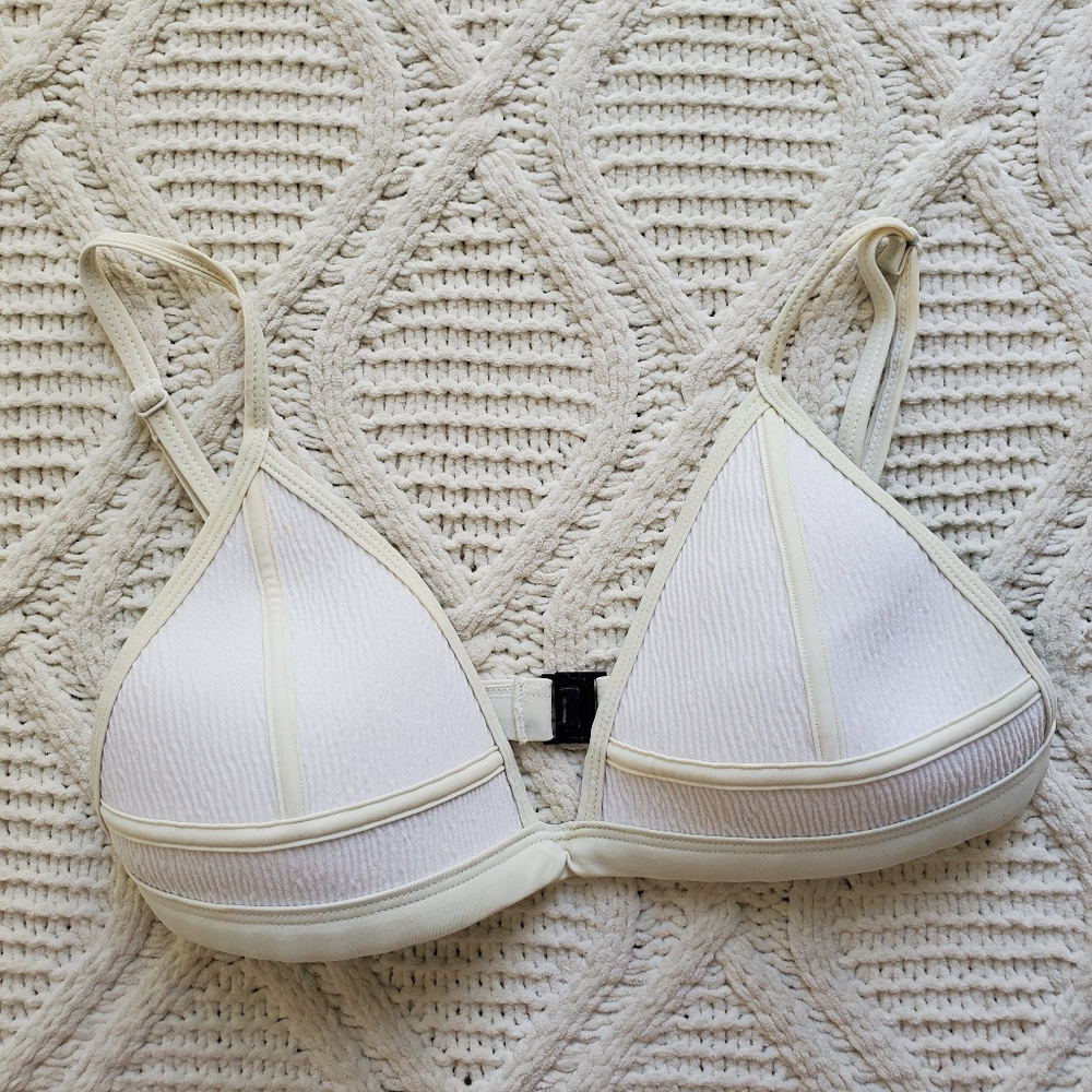 Triangl White and Cream Bikini Top